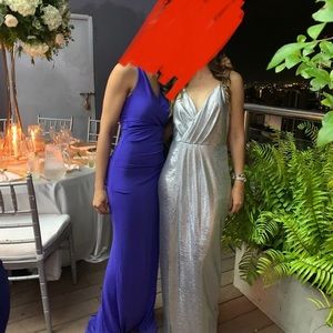 LAUNDRY by Shelli Segal Metallic Silver Gown